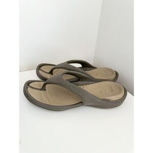 Crocs Athens Flip Flop Sandals Mens 11 Brown Khaki Tan Thong Comfort Slides